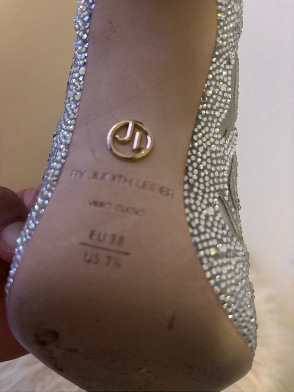 Judith Leiber Silver Crystal Embellished Pointed-Toe Stilettos - Picture 14 of 14